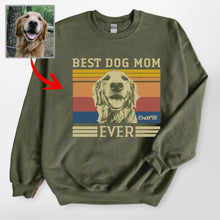 Load image into Gallery viewer, Vintage Personalized Best Dog Mom Gildan Sweatshirt, Perfect Cozy Gift for Dog Mom
