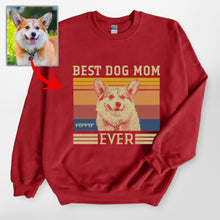 Load image into Gallery viewer, Vintage Personalized Best Dog Mom Gildan Sweatshirt, Perfect Cozy Gift for Dog Mom
