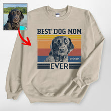 Load image into Gallery viewer, Vintage Personalized Best Dog Mom Gildan Sweatshirt, Perfect Cozy Gift for Dog Mom
