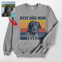 Load image into Gallery viewer, Vintage Personalized Best Dog Mom Gildan Sweatshirt, Perfect Cozy Gift for Dog Mom
