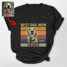 Load image into Gallery viewer, Custom Vintage-Style Best Dog Mom Bella Canvas V-neck Shirt, Unique Gift Dog Mom on Mother’s Day
