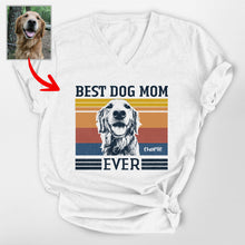 Load image into Gallery viewer, Custom Vintage-Style Best Dog Mom Bella Canvas V-neck Shirt, Unique Gift Dog Mom on Mother’s Day
