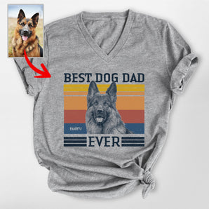 Amazing Best Dog Dad Custom Dog Bella Canvas V-neck Shirt - Pawarts