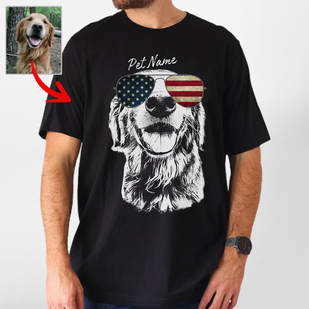 Pawarts - [Surprise Gift for Independence Day] Custom Dog T-Shirt For Dog Dad