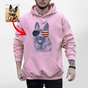 Custom Dogface with Glasses Hoodie for Dog Dad