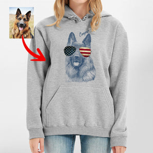 Custom Dogface with Glasses Hoodie For Dog Mom