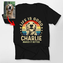 Load image into Gallery viewer, Life Is Good Dog Shirt Custom Sketch Vintage Style Bella Canvas Shirt for Dog Lovers
