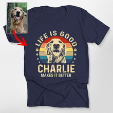 Load image into Gallery viewer, Life Is Good Dog Shirt Custom Sketch Vintage Style Bella Canvas Shirt for Dog Lovers
