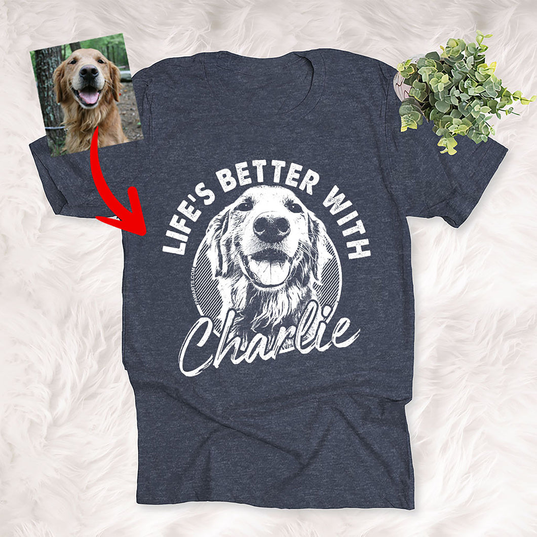 Pawarts | Super Cute Personalized Dog T-shirt [Life Is Better With A Dog]