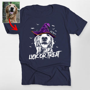 Custom Witch Dog Portrait Halloween T-Shirt for Dog Moms - Pawarts
