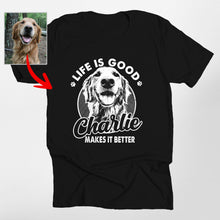 Load image into Gallery viewer, Life is Good Custom Dog Portrait Bella Canvas T-Shirt, Gift for Dog Moms and Dog Dads
