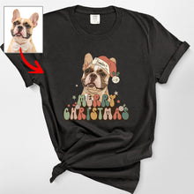 Load image into Gallery viewer, Vintage Dog Christmas Comfort Color Shirt - Custom Dog Painting with Xmas Hat
