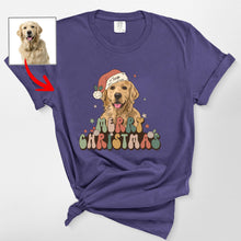 Load image into Gallery viewer, Vintage Dog Christmas Comfort Color Shirt - Custom Dog Painting with Xmas Hat
