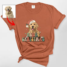 Load image into Gallery viewer, Vintage Dog Christmas Comfort Color Shirt - Custom Dog Painting with Xmas Hat
