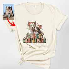 Load image into Gallery viewer, Vintage Dog Christmas Comfort Color Shirt - Custom Dog Painting with Xmas Hat
