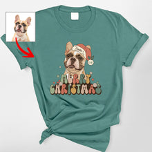 Load image into Gallery viewer, Vintage Dog Christmas Comfort Color Shirt - Custom Dog Painting with Xmas Hat
