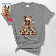 Load image into Gallery viewer, Vintage Dog Christmas Comfort Color Shirt - Custom Dog Painting with Xmas Hat
