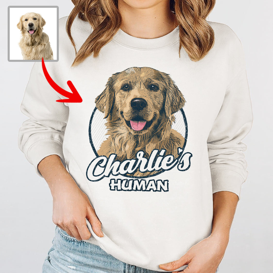 Color Vintage Custom Dog Portrait Gift Gildan Sweatshirt for Dog Moms