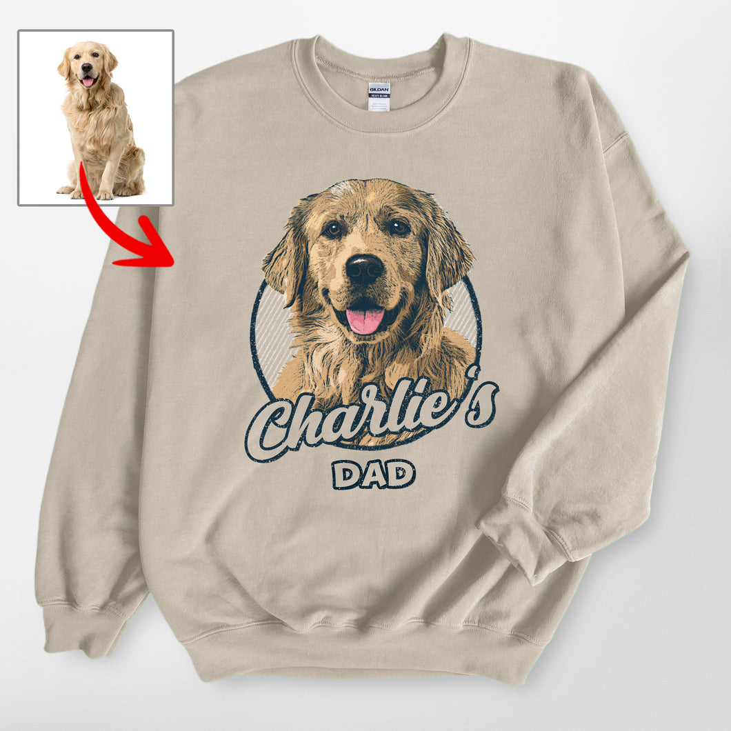 Vintage Style Custom Dog Portrait Gildan Sweatshirt Gift for Dog Lovers