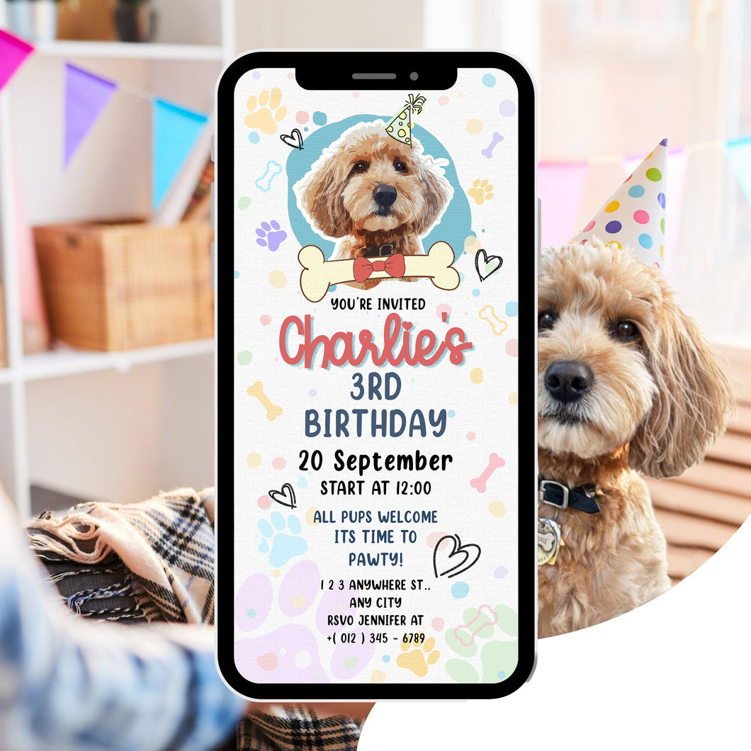 Pawarts | Dog Birthday Invitation Custom Digital File