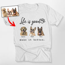 Load image into Gallery viewer, Life Is Good - Colorful Customized Dog Potrait T-shirt For Dog Lovers
