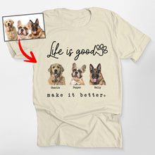 Load image into Gallery viewer, Life Is Good - Colorful Customized Dog Potrait T-shirt For Dog Lovers
