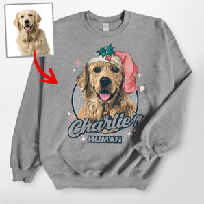 Santa Paw Custom Dog Photo Christmas Sweatshirt with Xmas Vibe for Dog Lovers - Pawarts