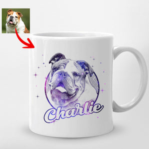 Custom Dog Sketch Mug, Galaxy Effects, Gift for Dog Lovers