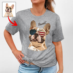Colorful Custom Dogface with Glasses T-shirt For Mom