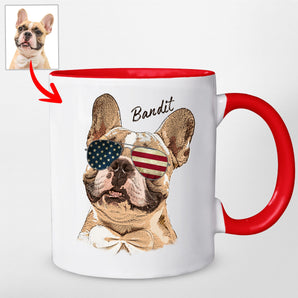 Colorful Custom Dogface with Glasses Mug