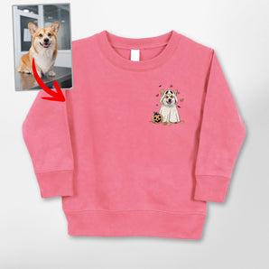 Cute Custom Dog Ghost Gildan Kids' Sweatshirt Funny Retro Style - Pawarts