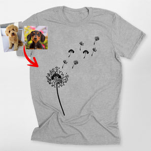 Custom Dog Portrait Bella Canvas Shirt – Personalized Dog with Dandelion Scene - Pawarts