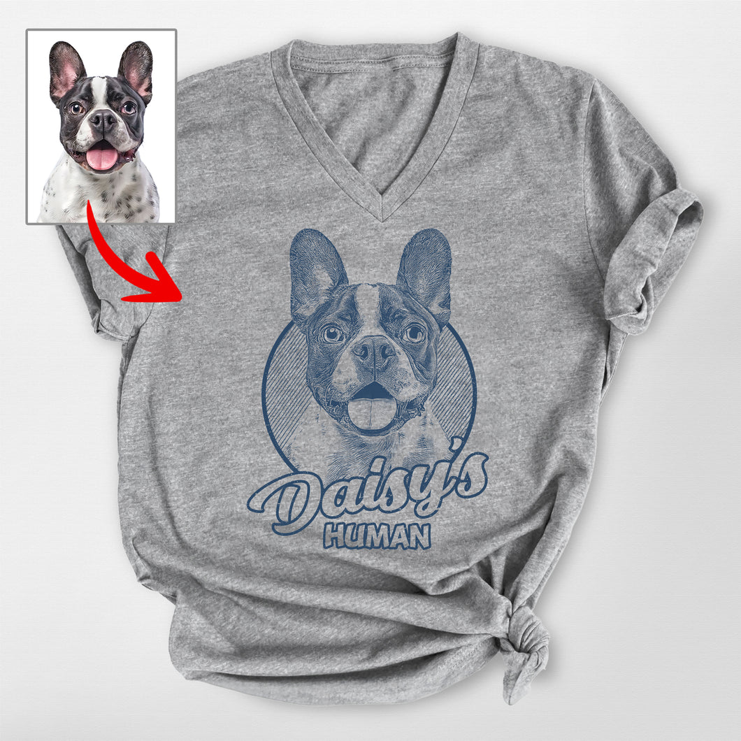 Pawarts | Custom Dog Portrait V-neck Shirts For Humans