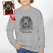 Load image into Gallery viewer, Pawarts | Personalized Sketch Dog Portrait Sweatshirt For Kids
