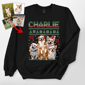 Custom Ugly Christmas Sweatshirt For Dog Parents - Gildan Sweatshirt