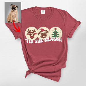 Retro Tis The Season Christmas T-Shirt, Premium Heavyweights Tee For Dog Owners