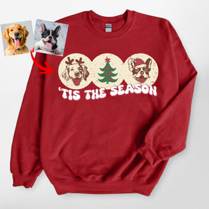 Retro Tis The Season Christmas Sweatshirt, Gildan Sweatshirt For Dog Owners
