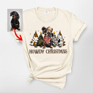 Howdy Christmas T-Shirt For Dog Lovers, Cute Cowboy Premium Heavyweights Tee