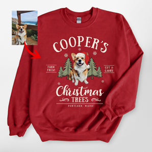 Retro Christmas Tree Farm Gildan Sweatshirt For Dog Lovers, Xmas Gifts