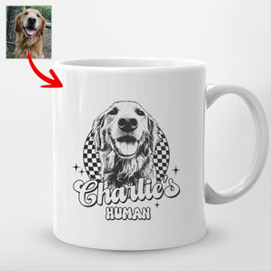Sketch Dogface Checkered Dog Mug For Humans