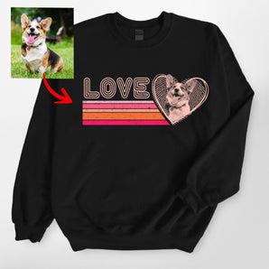 Custom Dog Retro Love Valentines Day Shirt, Gildan Sweatshirt
