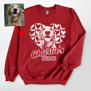 Custom Dog Gildan Sweatshirt With Heart And Checkered, Valentine Gifts For Dog Mom