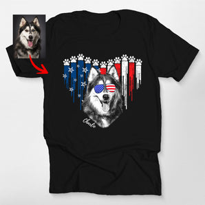 Custom Patriotic Dog Shirt with Heart Design – Classic Tee