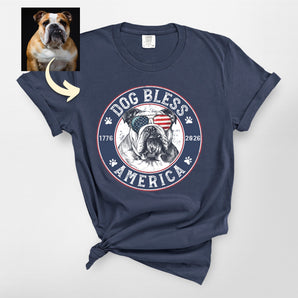 Dog Bless America Custom Dog Portrait Premium Heavyweight Tee