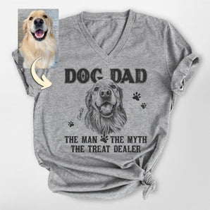 Dog Dad The Treat Dealer Unisex V-neck Shirt