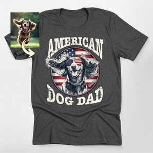 American Dog Dad Shirt – Custom Patriotic Dog Portrait Classic Tee