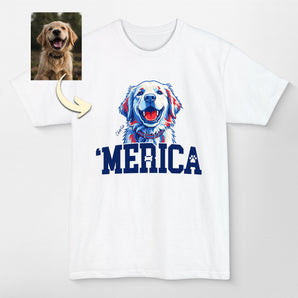 Merica Dog Shirt – Custom Patriotic Dog Portrait Tall T-Shirt