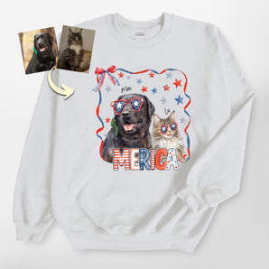 ‘Merica Custom Dog Wearing Patriotic Sunglasses Sweatshirt