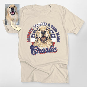 Liberty Treats & Tail Wags Custom Dog Portrait Patriotic Classic Tee