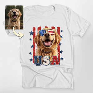 USA Custom Dog Patriotic American Flag Classic Tee